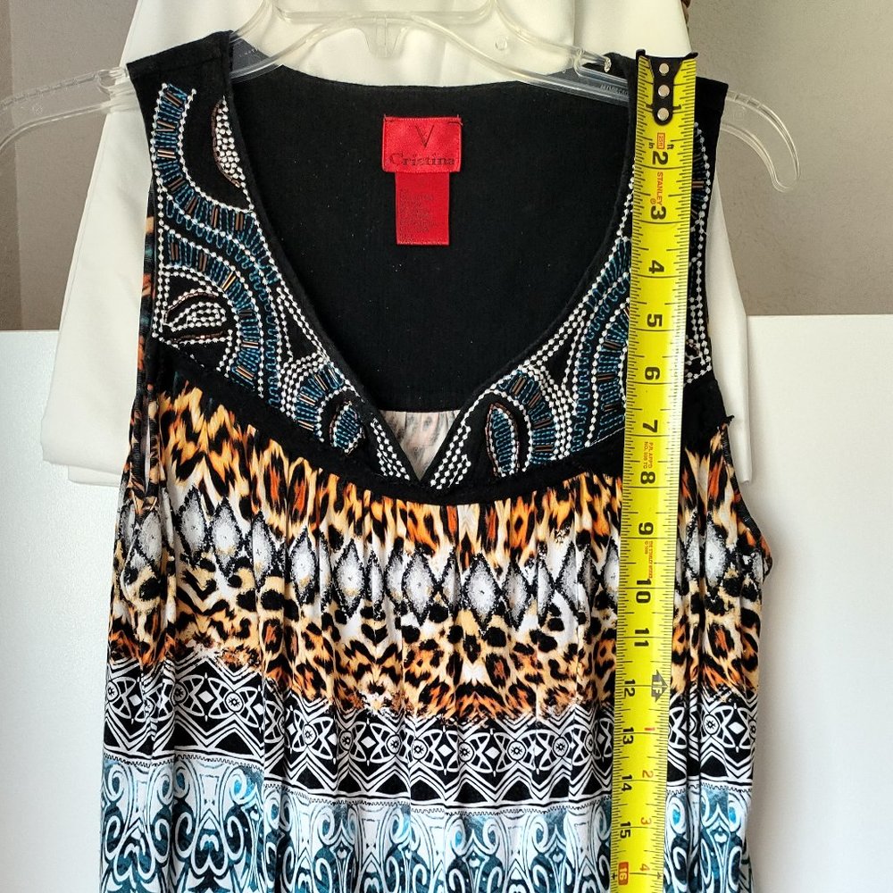 XL Christina V BoHo Print sleeveless top